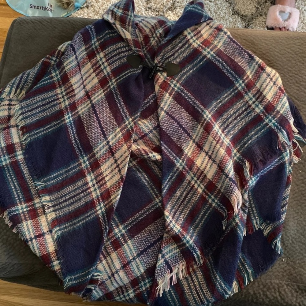 Plaid poncho